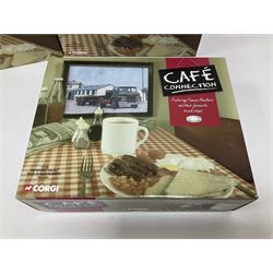 Corgi - six Cafe Connection boxed sets to include CC10501 ERF K. Platform Lorry - Richard Read (Transport) Ltd. Coronation Cafe; CC10801 Foden S21 Tipper with Gravel Load - Moreton C Cullimore & Son Ltd. The Towers; CC11603 Albion Reiver Sheeted Platform Lorry - W.H. Malcolm Ltd. Jungle Cafe; with three further examples, all boxed (6)