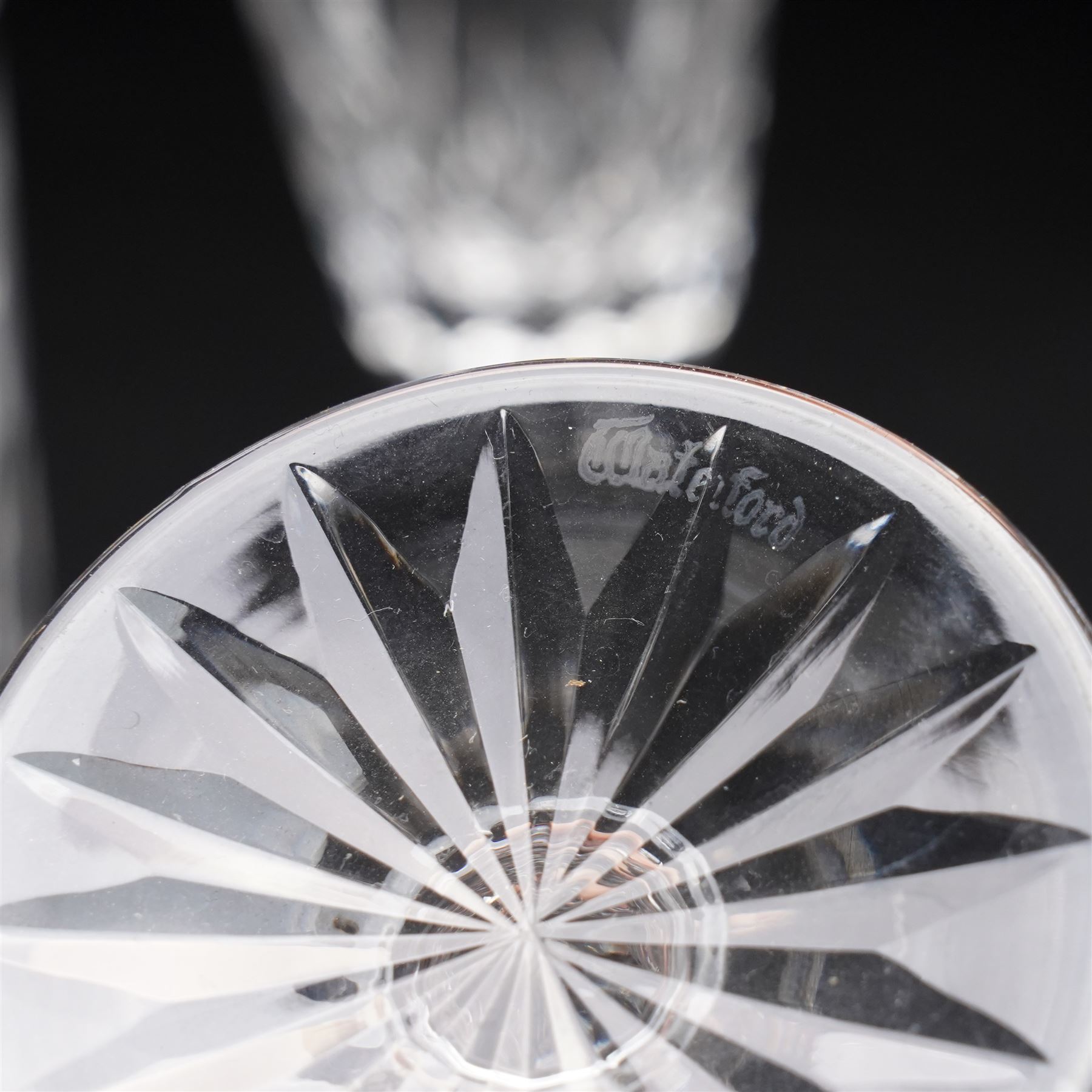 Part set of Waterford Lismore glass comprising six wine glasses in two sizes and six sherry glasses together with six similar tumblers