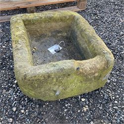 Small square shaped carved stone trough  - THIS LOT IS TO BE COLLECTED BY APPOINTMENT FROM DUGGLEBY STORAGE, GREAT HILL, EASTFIELD, SCARBOROUGH, YO11 3TX