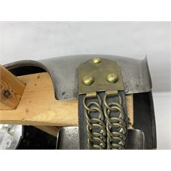 French 2nd Empire Cuirassiers breastplate and backplate, both marked internally along the bottom flange August 1862 for the Premier Guard Lancers No.450; on modern wooden display stand