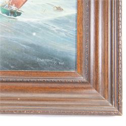 Michael J Whitehand (British 1941-): 'First Shots off Flamborough Head', oil on canvas signed titled and dated Sept. '85,  65cm x 90cm 
Provenance: private collection, purchased Bonhams Leeds 19th November 2002 Lot 196