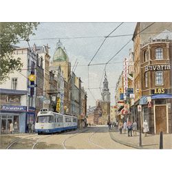 Don Micklethwaite (British 1936-): The Munttoren - Amsterdam, watercolour signed 34cm x 47cm