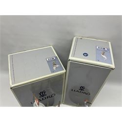 Two boxed Lladro figures, comprising courting cranes no 1611 and dancing crane no 1614, both with original boxes 
