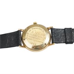 Zenith gentleman's 9ct gold automatic presentation wristwatch, on leather strap