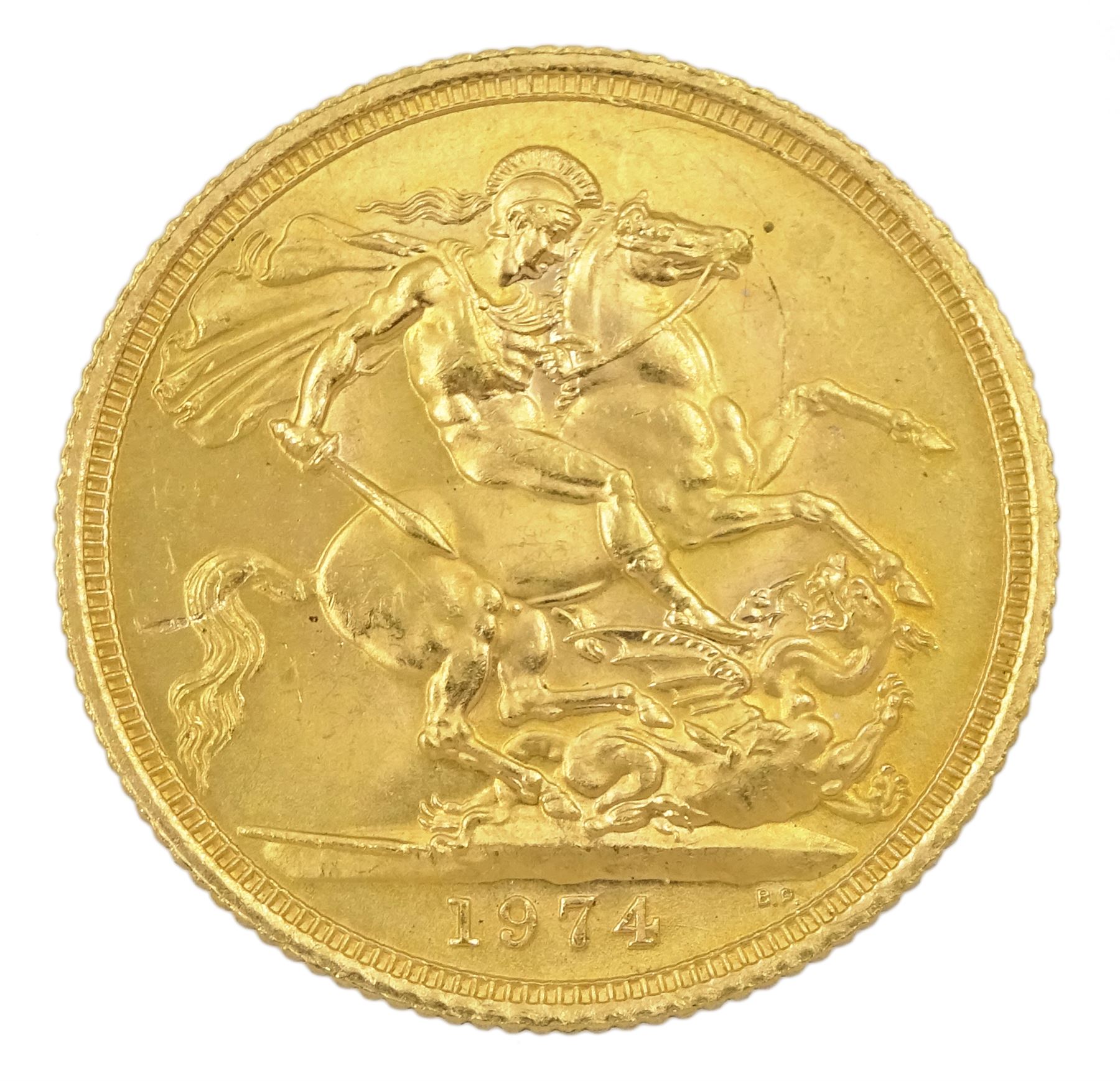 Queen Elizabeth II 1974 gold full sovereign coin