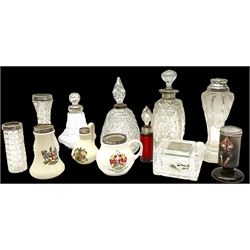 Group of silver mounted glass scent bott