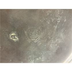 Early 20th century Daalderop of Holland Art Nouveau brass smokers stand, the square sided column stem raised upon circular spreading base with mounted ash tray decorated with typical Art Nouveau stylised motifs, with mark beneath, H72cm