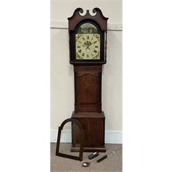 Early 19th century oak and mahogany longcase clock, the Roman dial signed 'John Simpson, Wigton', with subsidiary calendar aperture, 30-hour movement striking the hours on bell