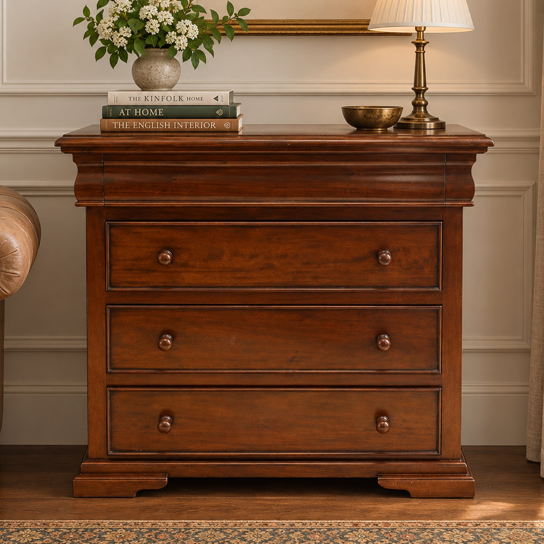 Barker & Stonehouse - 'Grosvenor' contemporary hardwood chest, rectangular top over shaped cushion drawer and three long cock-beaded drawers, on shaped bracket feet