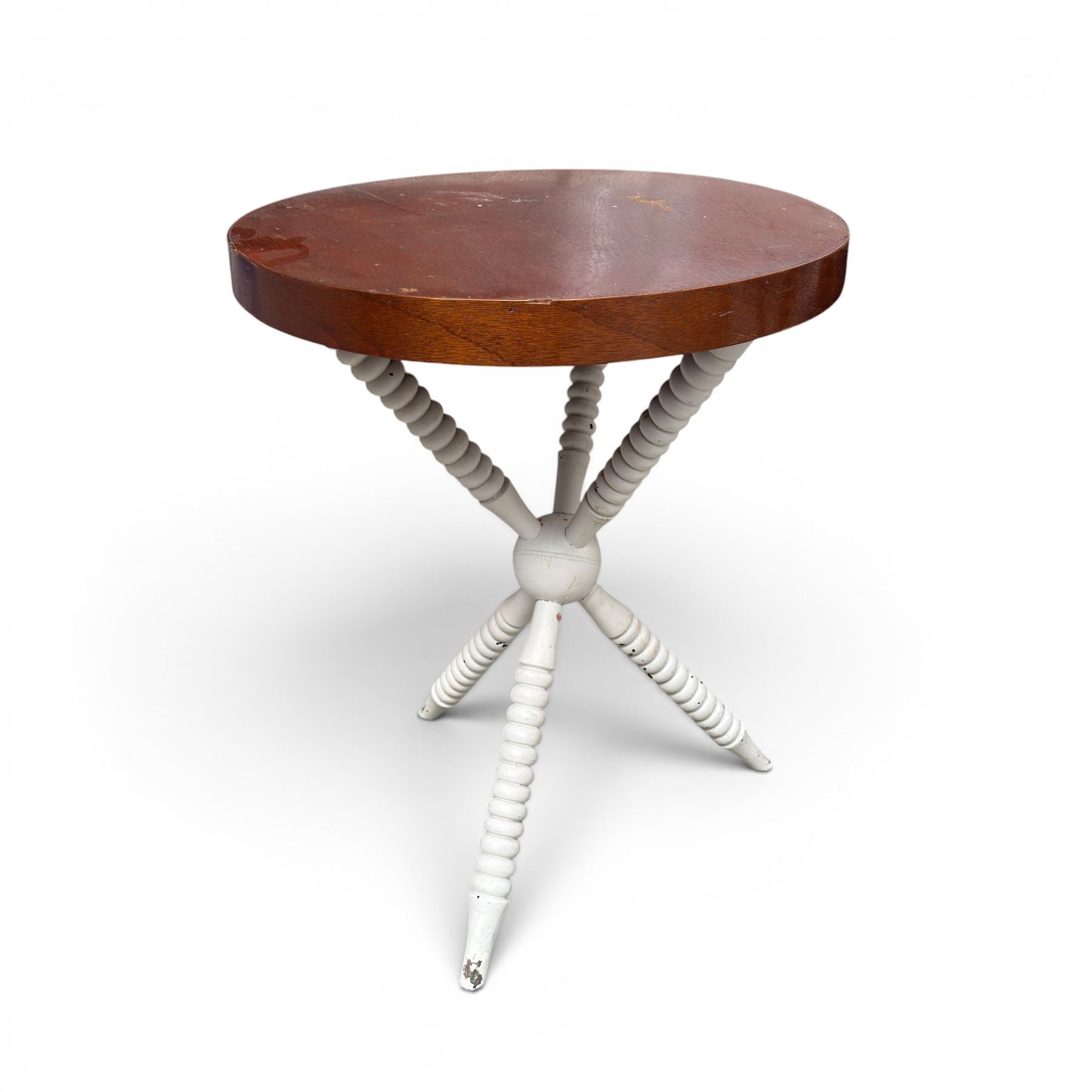 Three antique gypsy tables on bobbin-turned supports