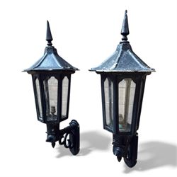 Pair of Cast aluminium outdoor wall lanterns in a black finish