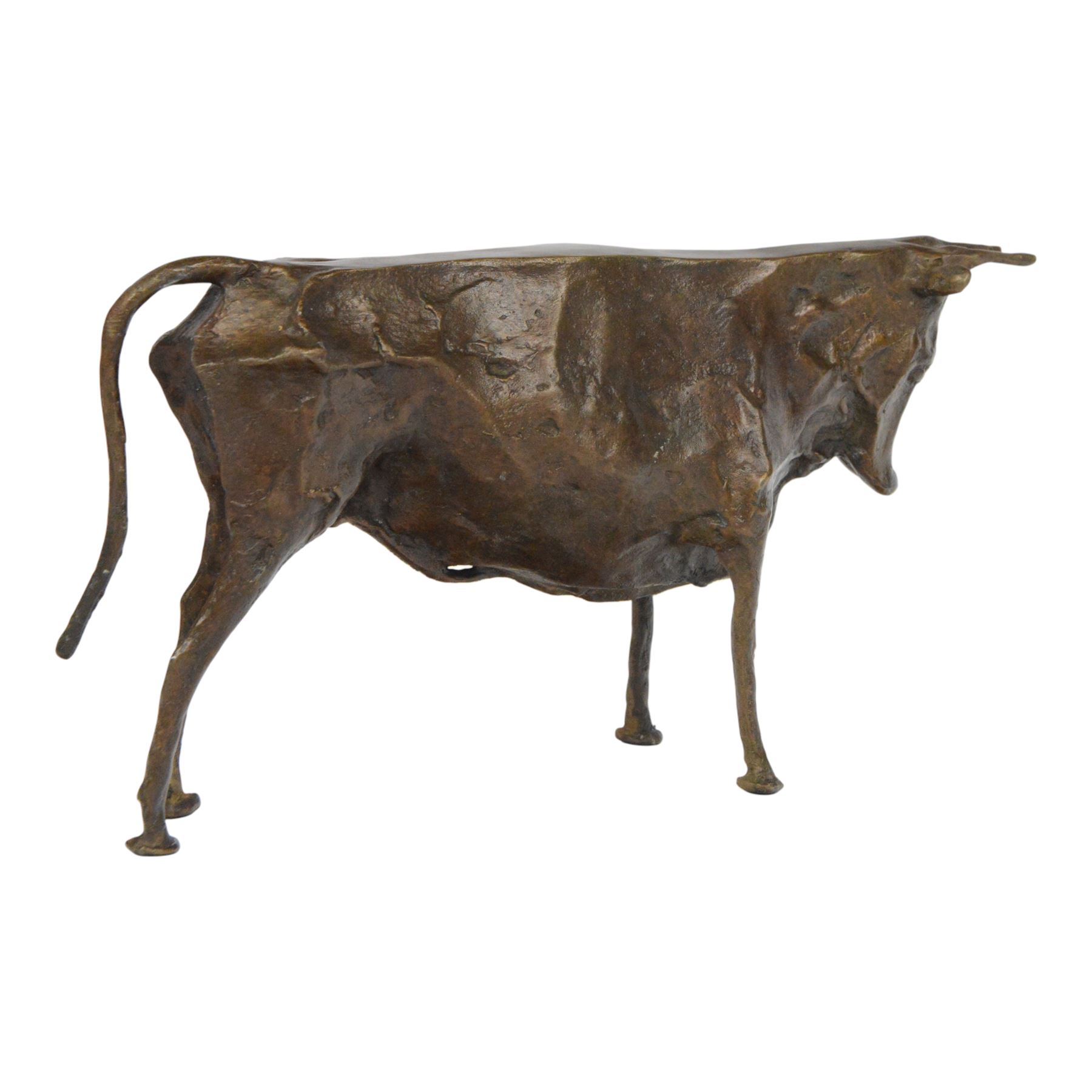 After Pablo Picasso (Spanish 1881-1973): bronze Andalusian bull, H14cm