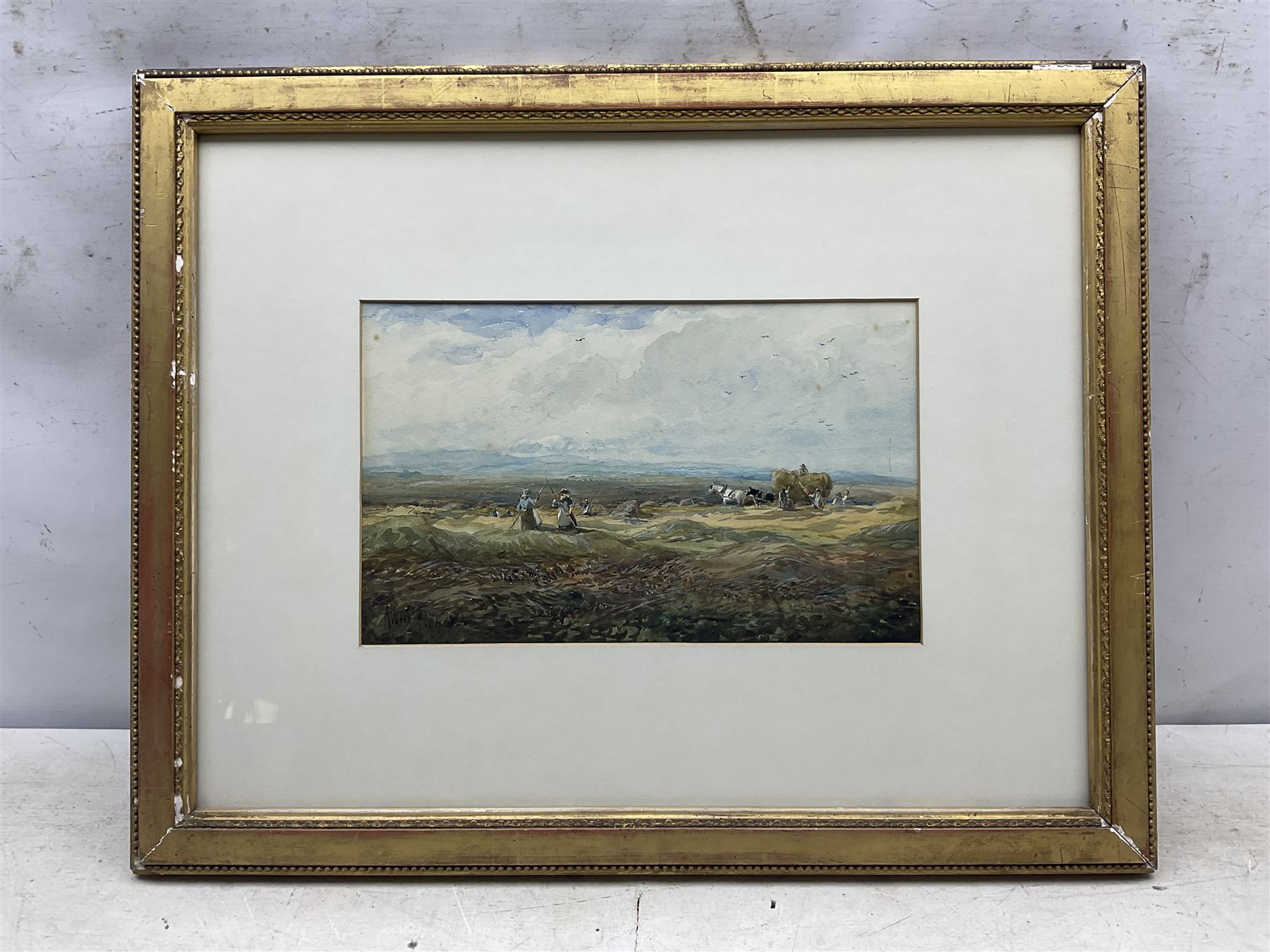 Albert Pollitt (British 1856-1926): Working in the Fields, watercolour signed 20cm x 34cm 