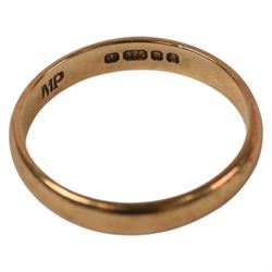 9ct gold wedding band, hallmarked