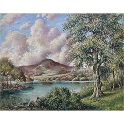 Herbert Newell 'Bert' Palmer (British 1900-1980): Rydal Water, oil on board signed and dated 1955  54cm x 68cm
Notes: better known as an actor, appearing in A Kind of Loving (1962), The Avengers (1961), Nearest and Dearest (1968), and Coronation Street, Bert Palmer was also an accomplished artist.