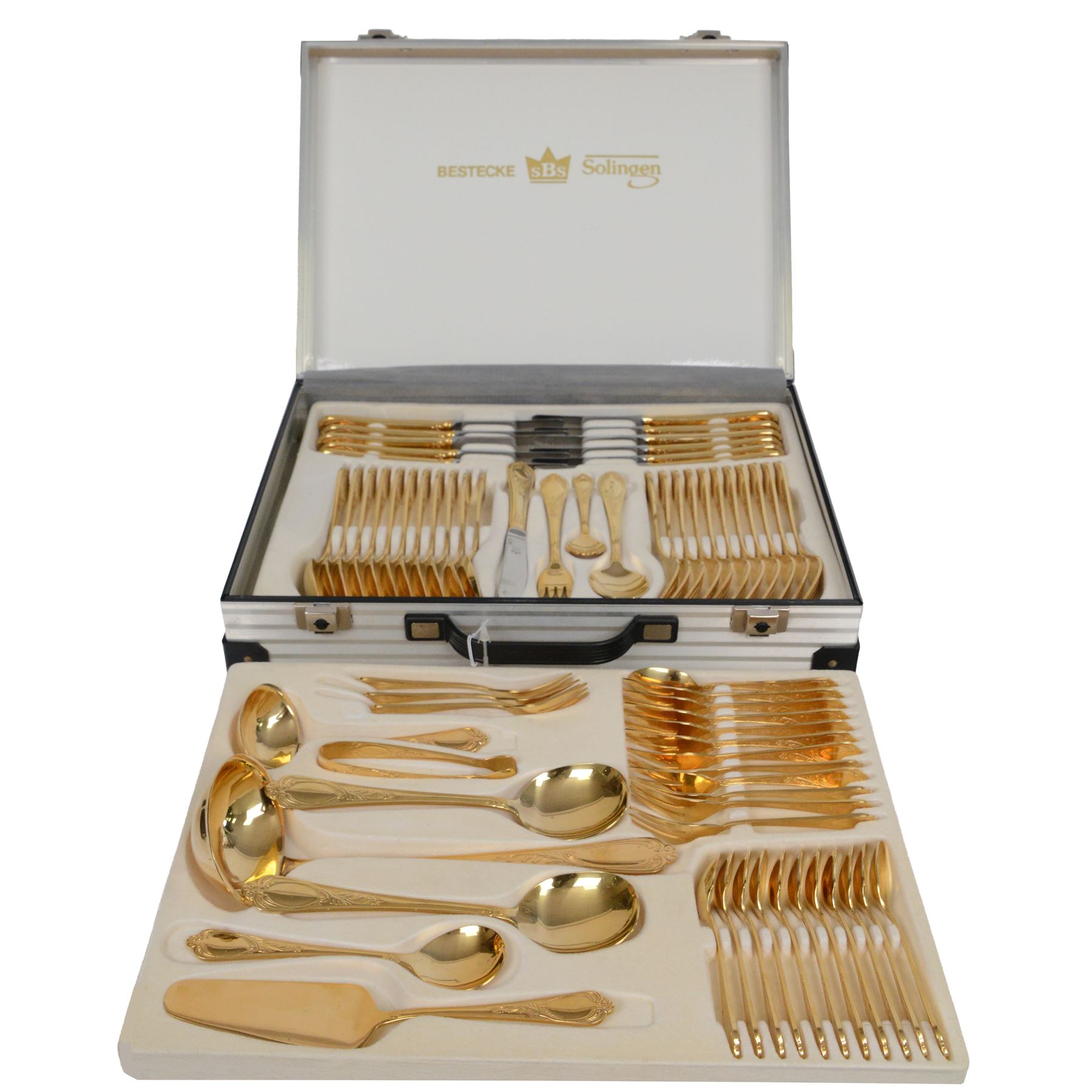 Bestecke Solingen gold plated canteen of cutlery for twelve persons, in briefcase holder
