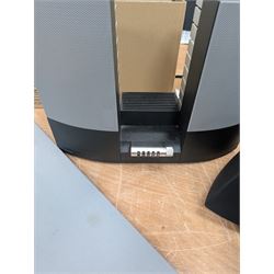 Four Bang & Olufsen Beolab pyramid speakers, Beolab 2000 speakers, two TV frets, phones, etc