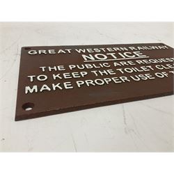 Western Railway Notice type cast iron sign, L30cm