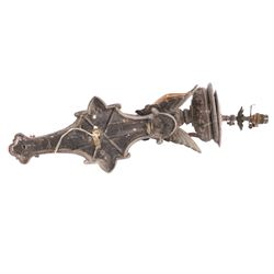 19th century wall sconce, the basket held aloft by a winged classical female upon a  moulded back plate, H63cm