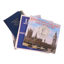 Approximately 27 grams of Great British pre-1920 and approximately 650 grams of Great British pre-1947 coins, together with further Great British and World coins, Royal Mint United Kingdom 1988 silver proof one pound coin cased with certificate, brilliant uncirculated coin collections, etc
