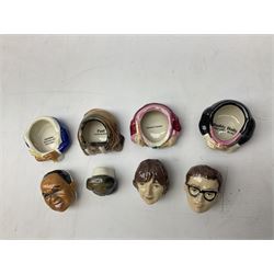 Fifteen Face Pots by Kevin Frances, all of music interest, to include the Beatles; Paul 'Kookoocachu', 'Love Is All You Need', 'Octopus's garden', 'While My Guitar Gently Weeps', 'All You Need Is Love' and 'Everybody's talking and no one says a word', Elton John; I'm still standing, Buddy Holly; 'That will be the day', David Bowie 'We can be heroes' , Mick Jagger prototype colour type etc, all boxed  