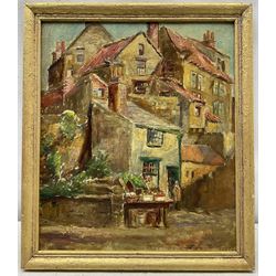 Owen Bowen (Staithes Group 1873-1967): 'Jennie Waites - The Village Greengrocer Robin Hood's Bay', oil on canvas board unsigned c.1900, titled in the artist's hand verso (within the frame) 35cm x 30cm