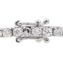 18ct white gold round brilliant cut diamond line bracelet, stamped 18K, total diamond weight approx 3.00 carat