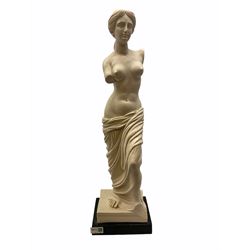 Composite statue in the form of a classical female figure, upon a plinth, H63cm