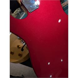 Fender Telecaster electric guitar, serial no. T021384 made in Japan c.1994, with Candy Apple Red body, white scratch plate and maple neck, guitar L98cm