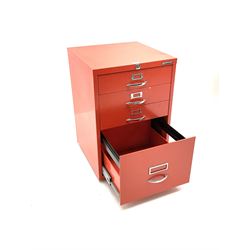 Red Bisley four drawer filing cabinet
