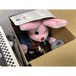 Collection of Duracell Bunny collectibles to include Racing Bunny, Fireman Bunny, Dancing Bunny etc in original boxes; Bandai collectable characters, Gremlins 2 Gizmo plushies from Applause, further soft toys and collectables etc, in three boxes 