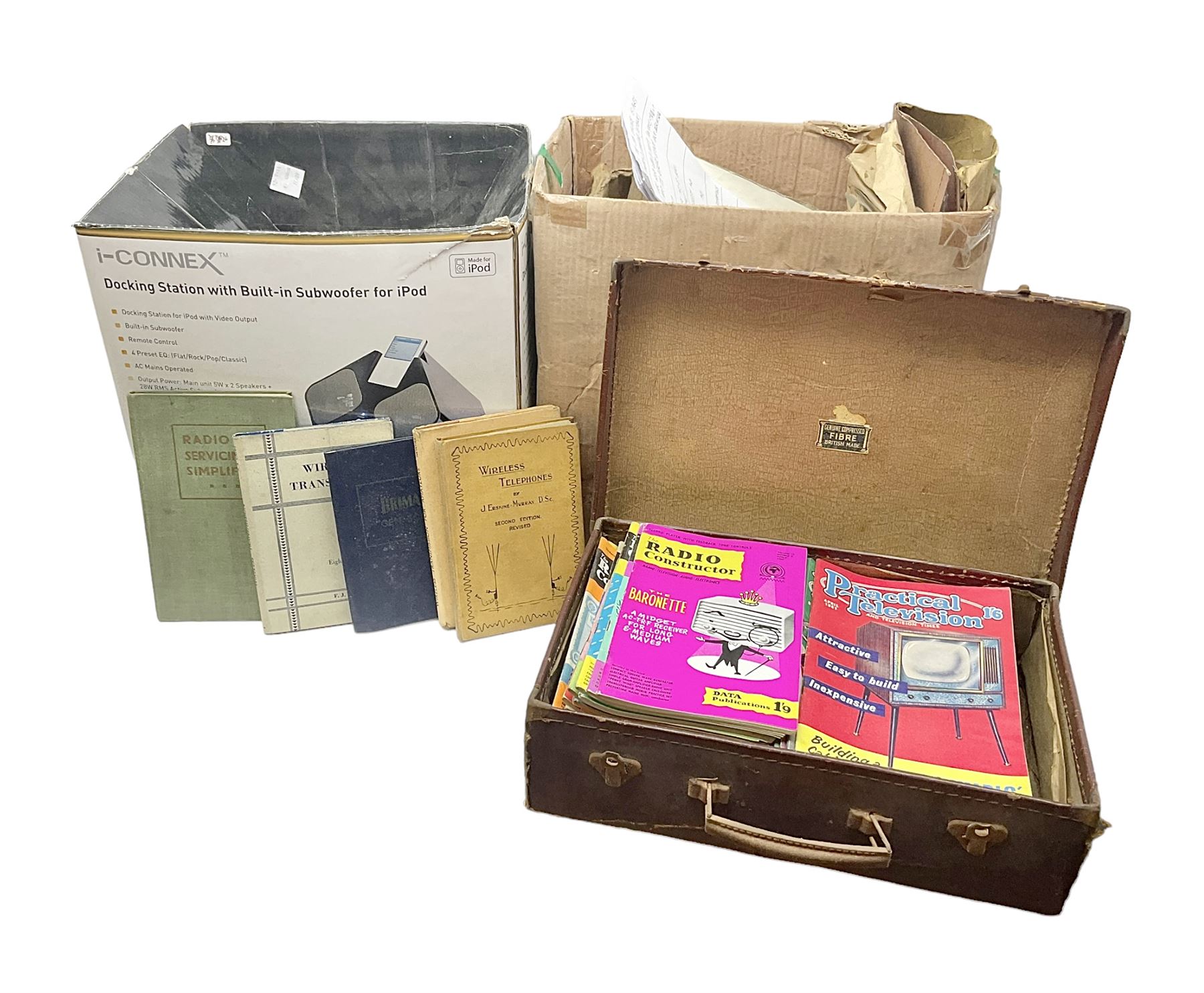 Collection of early to mid 20th century magazines, books and ephemera relating to radio and television repair and valves, including price lists, catalogues, service manuals, 1950s and 1960s Practical Wireless, Practical Television and The Radio Constructer magazines, etc as per lists