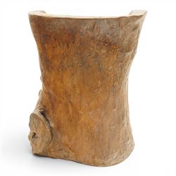 Early 20th century French elm dug-out chair, of monoxylous form 
