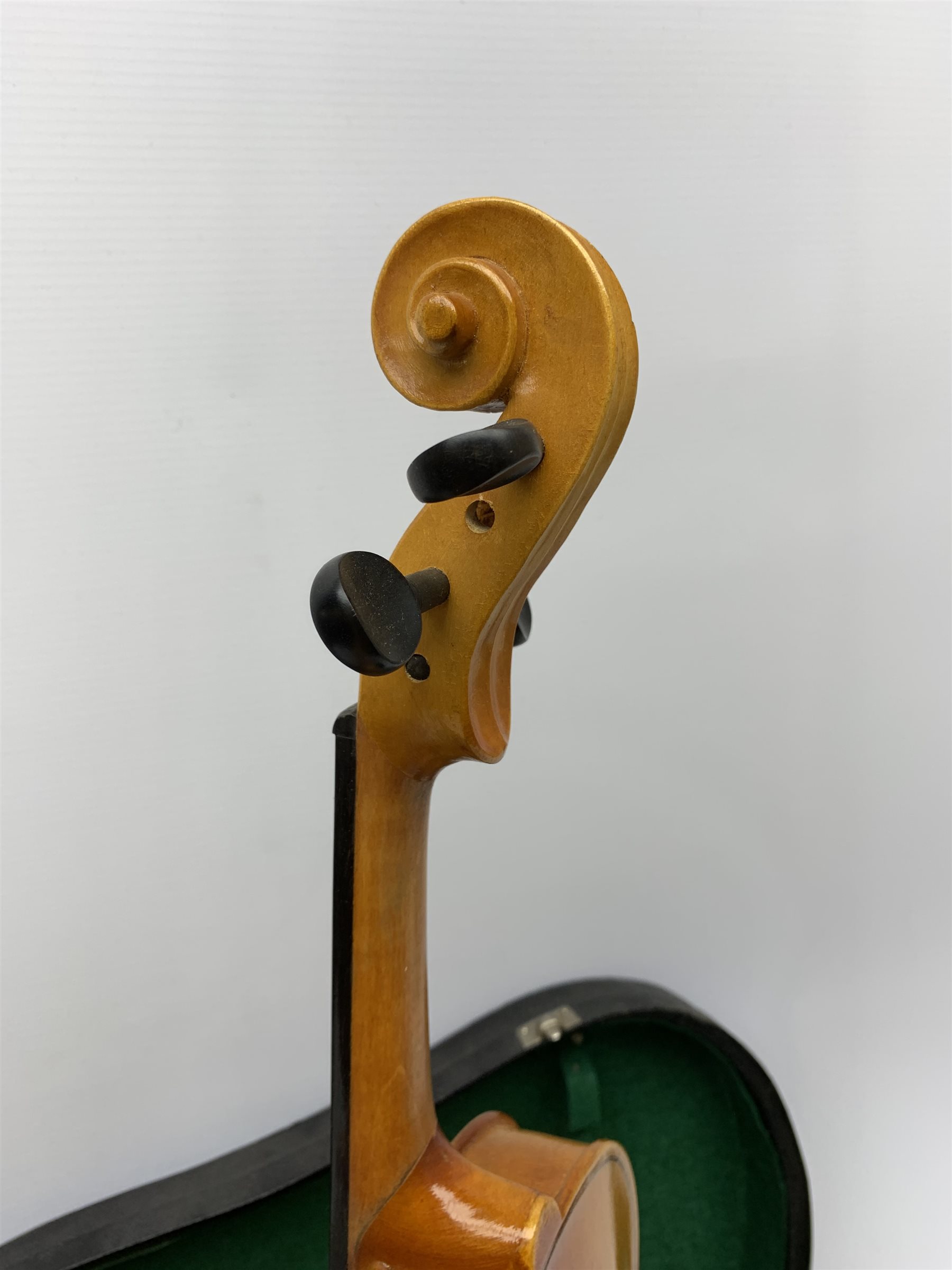 Artia Excelsior for Boosey & Hawkes violin for completion with 35.5cm two-piece maple back and ribs and spruce top, bears label, lacking tailpiece, chinrest, bridge and one tuning peg, 59cm overall, in hard carrying case with bow