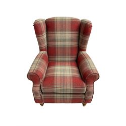 Next Home - wingback armchair, upholstered in checkered fabric 