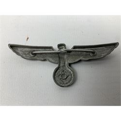 Five WW2 German peaked cap badges, four with double-pinned backs