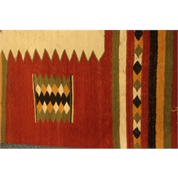  Turkish Kilim red and beige ground rug, 131cm x 90cm  