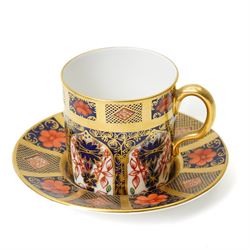 Set of six Royal Crown Derby Imari coffee cans and saucers, pattern 1128 