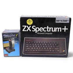 Sinclair ZX Spectrum + personal computer with Spectravideo joystick and games including Pool, Styx, Antics, Microbot, Trivial Pursuit, Scrabble and a six-game Value Pack, all boxed