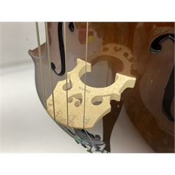 Stentor Student I quarter-size cello with 59.5cm two-piece maple back and ribs and spruce top; bears maker's label with serial no.M072648 L95.5cm overall; in Stentor soft carrying case with bow