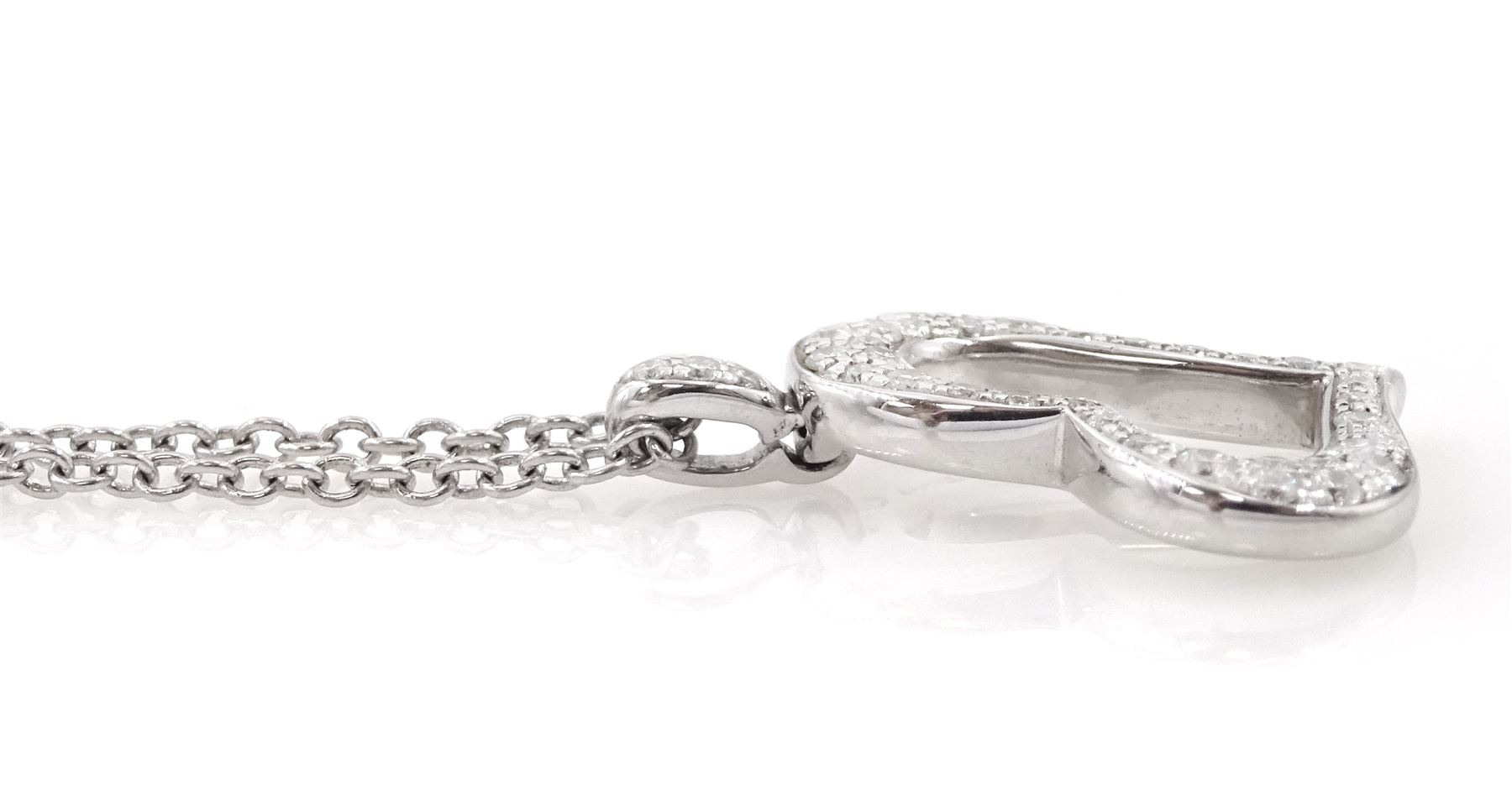 Piaget round brilliant cut diamond heart pendant necklace, stamped, total diamond weight approx 0.77 carat