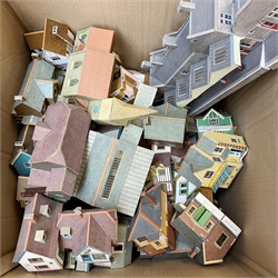 '00' gauge - large quantity of kit-built plastic and cardboard layout buildings 