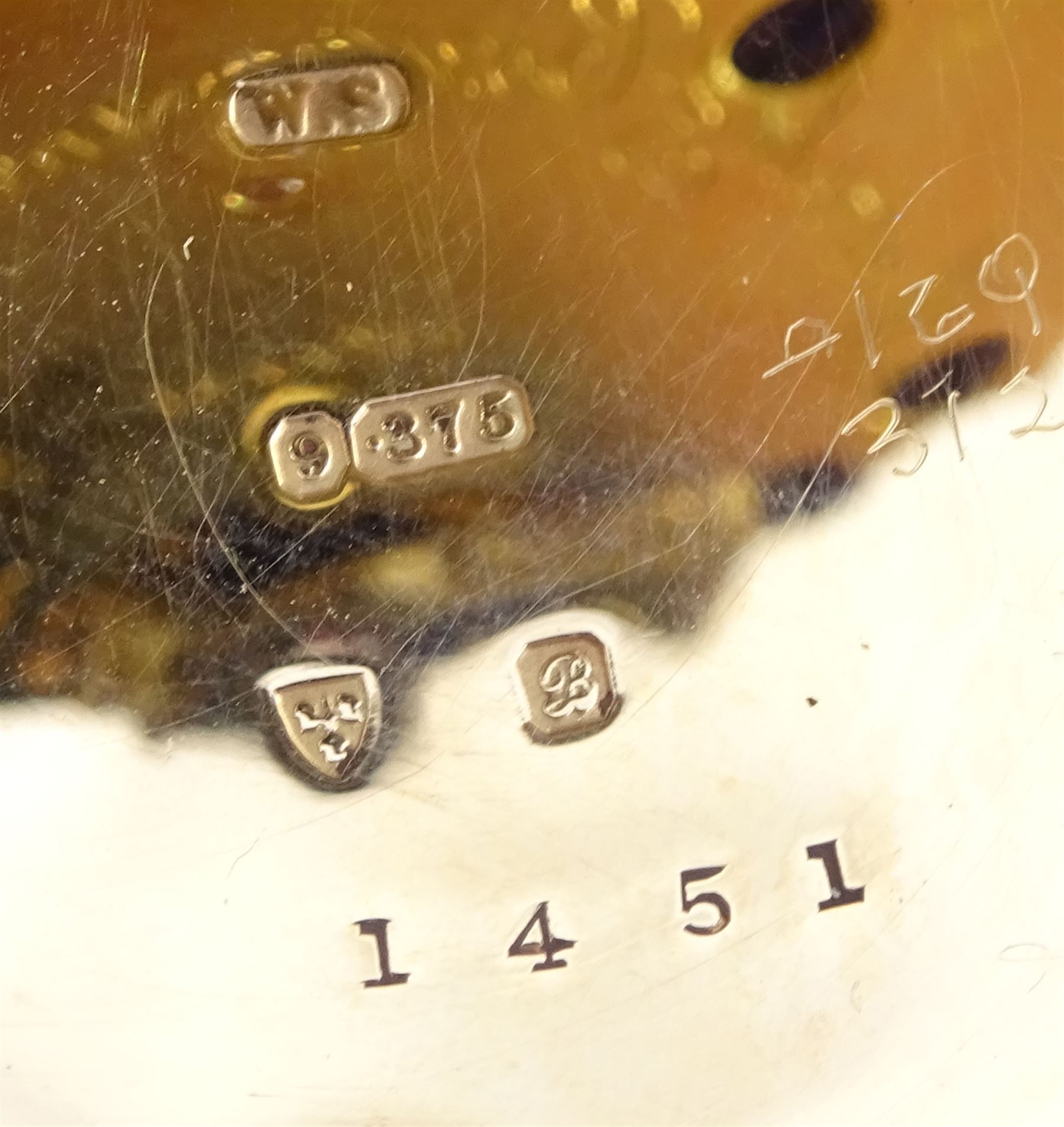 Edwardian 9ct rose gold open face, ladies keyless lever pocket watch by Marsh & Co, Birmingham, no. 1451, white enamel dial with Roman numerals, back case engraved with initials, case makers mark W.S, Chester 1902