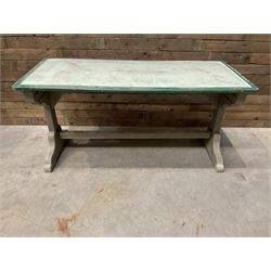 Early 20th century painted wood and enamel Military folding campaign table