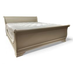Cream finish Super Kingsize sleigh bed; together with Vispring 'Sublime Superb' mattress complete with divan base