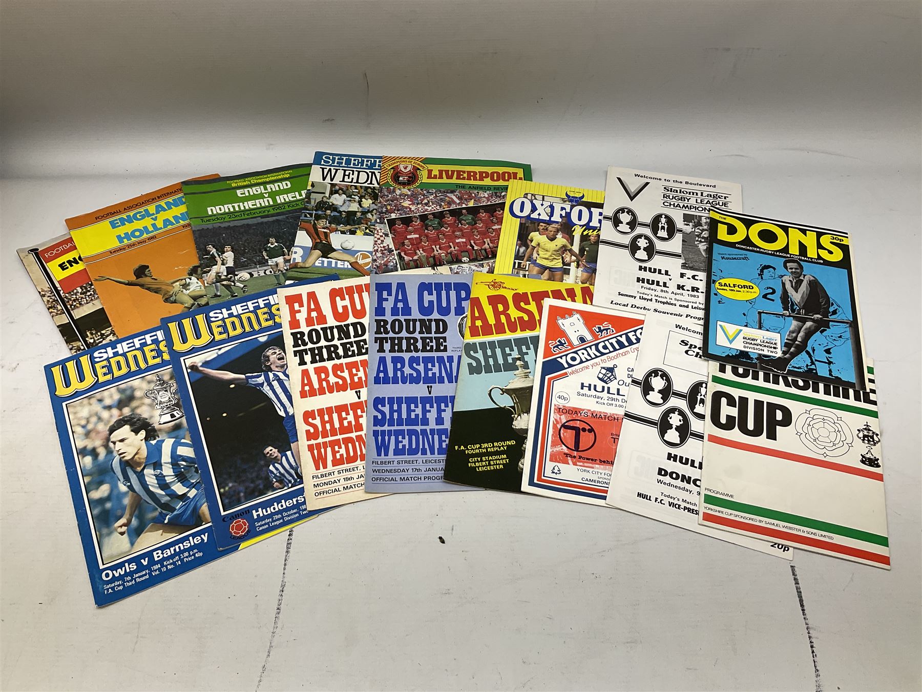 Quantity of football and rugby leave programs, to include Hull City 1949, Hull KR 1980's, Darlington FC 1960's, Liverpool 1960's, etc. 