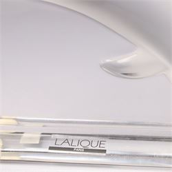 Lalique clear and frosted glass dolphin, label to base W12cm, boxed and a Baccarat blue glass dolphin W16cm  in Mappin & Webb box