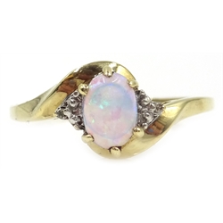  Opal and diamond gold ring, hallmarked 9ct   