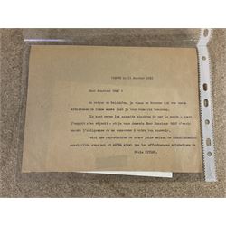 Photograph of Adolf Hitler, together with photograph of Hitler's neice Geli Raubal, an original types letter from Hitler's sister Laula Hitler and a spare savings book belonging to Hitler 