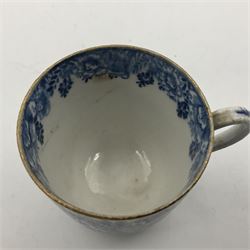 Rare 18th century Bow porcelain coffee cup, circa 1765-1770, profusely decorated with figures and dwellings in a rocky landscape, the interior with wide foliate border, H6cm